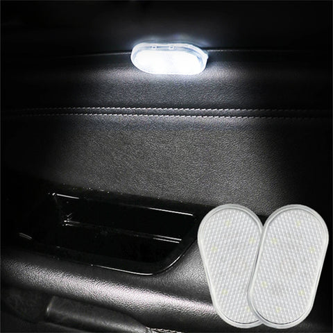 2PCS Wireless Adhesive LED Light Auto Roof Foot Atmosphere Lamp Car Interior LED Lighting Magnetic Touch Light