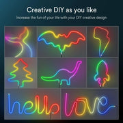 5V USB RGBIC Neon LED Strip,1/2/3/4/5M IP65 RGBIC Neon lamp tape with Bluetooth App and Remote For DIY Neon Deocoration Lighting