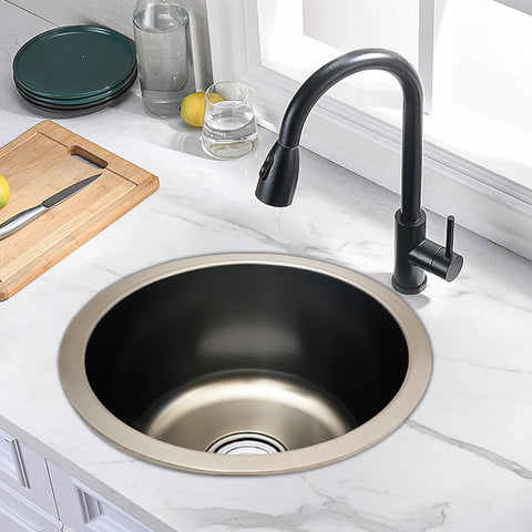 Stainless Steel Washbasin, Gray Round Kitchen Sink Renovation Single Washbasin for Bathroom Kitchen