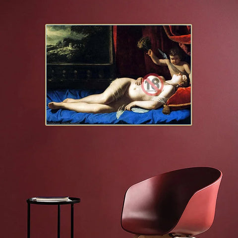 Artemisia Gentileschi " Venus And Cupid Sleeping " Canvas Oil Painting Aesthetics Artwork Picture Poster Backdrop Home Decor