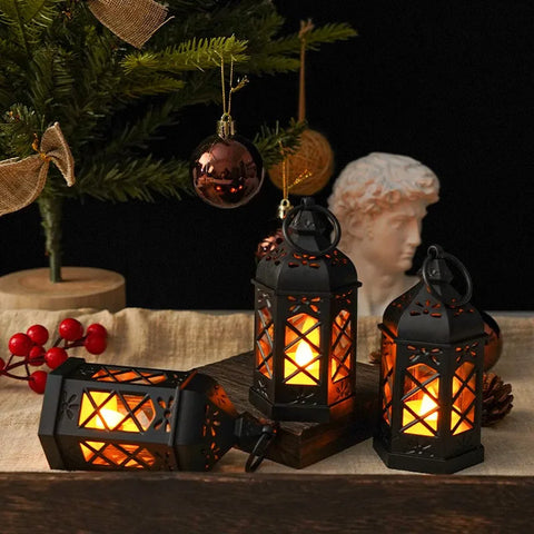 Led Electronic Candle Light Hexagonal Wind Light Portable Handheld Small Lantern Small Night Light Decorative Ornament