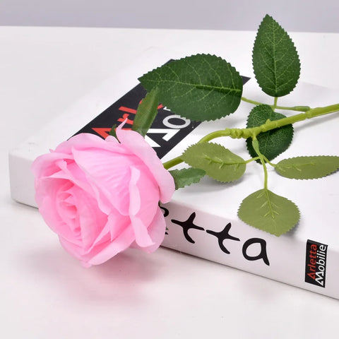 1pc Beautiful Silk Single Artificial Rose Flowers Wedding Home Table Decor Arrange Fake Red Rose Plant Valentine's Day Presents