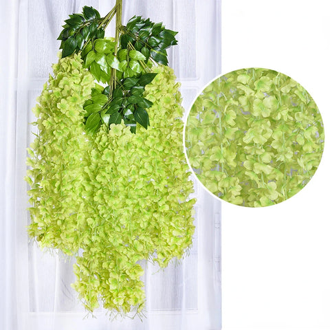 12pcs Wisteria Artificial Flowers Vine Wreath Wedding Arch Decoration Leaf Rattan Trailing Silk Flower Ivy Wall Decor Plants