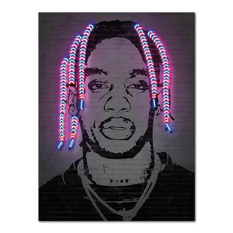 Abstract Rapper Wall Art Home Decor Poster Neon Effect Hip Hop Artist 2Pac Canvas Paint Bedroom Decoration Mural Picture Print