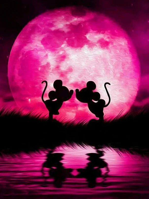 Disney Diamond Painting Mickey Minnie Embroidery Cross Stitch Kits Mosaic Shadow MoonWall Decor DIY Gift Full Round 30x40cm
