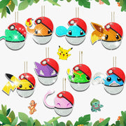 6-12Pcs Pokémon DIY Diamond Painting Keychains Cute Pikachu Rhinestones Art Mosaic Keyring Women Bag Pendant Decor Craft Gift