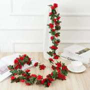 250CM Rose Artificial Flowers Christmas Garland for Home Room Wedding Decoration Spring Arch DIY Fake Plant Vine Autumn Garden