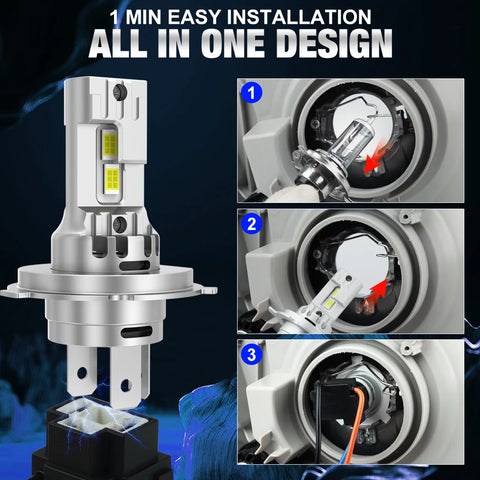 XSTORM H4 9003 HB2 LED Headlight Bulbs Canbus High Low Beam Car Light Turbo Led Diode Lamp Auto Motorcycle 20000LM 12V 6500K