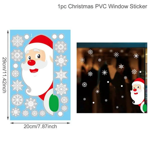 Christmas Window Stickers Merry Christmas Decorations for Home 2024 Christmas Wall Sticker Kids Room New Year Decoration 2025