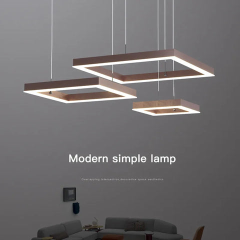 Modern Square Led Pendant Lamp Dimmable for Table Dining Living Room Bedroom Kitchen Hall Chandelier Home Decor Lighting Fixture