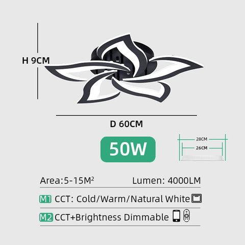 IRALAN Led Ceiling Light Dimmable Brightness Art Deco Lighting Fixtures Phone APP Control Cold Warm Light