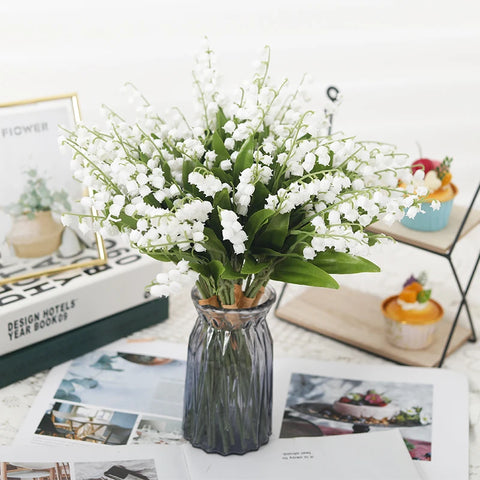 Kahaul Artificial Flower Bellflower Lily Valley Flower Plastic Home  Scrapbooking Christmas Decoration Wedding Party Green Plant