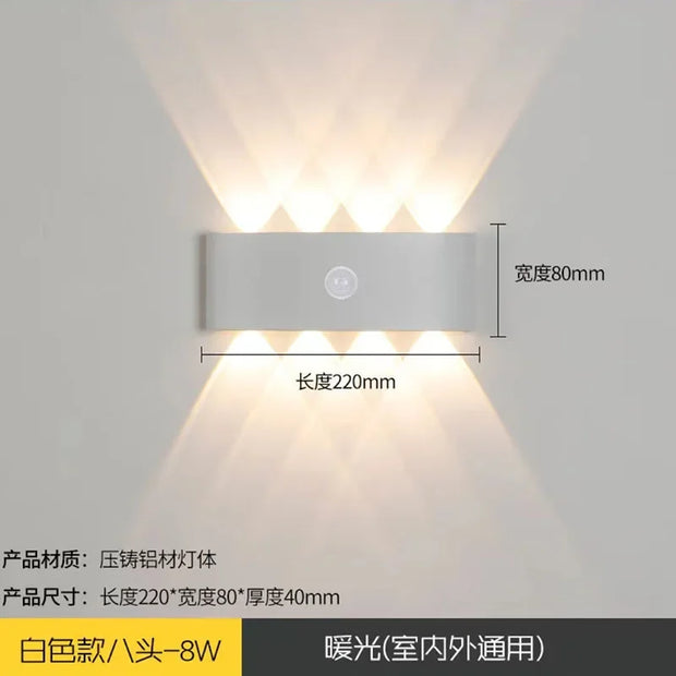 6/8/12W PIR Motion Sensor LED Indoor Outdoor Waterproof Aluminum Garden Porch Light Corridor Entrance Living Room Sconce Light