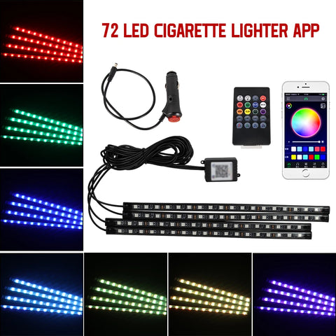 Neon 36 48 72 LED Car Interior Ambient Foot Light with USB Wireless Remote Music APP Control Auto RGB Atmosphere Decorative Lamp
