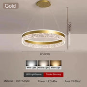 Bedroom Pendant Lamp Postmodern Minimalist Hollow Out Art Lamp Crystal Creative Study Restaurant Circular Light