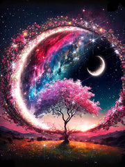 5D Diy Diamond Painting Fantasy Moon Tree Landscape Full Drill Rhinestones Mosaic Embroidery Handmade Products Home Decor Gift