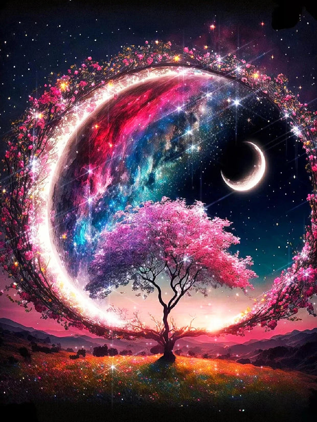 5D Diy Diamond Painting Fantasy Moon Tree Landscape Full Drill Rhinestones Mosaic Embroidery Handmade Products Home Decor Gift