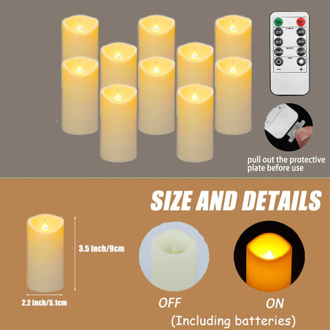 10-240Pcs LED Flickering Candles Wedding Flameless Candle Battery Operated Candles with Remote Control Flickering Candles
