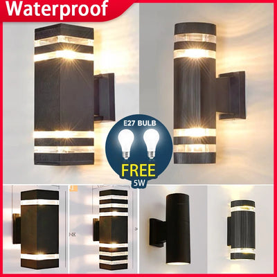 LED Outdoor Wall Light IP65 Waterproof E27 Replaceable Bulb 3 Color Wall Lamp Indoor For Garden Gate Balcony Living Room Bedroom