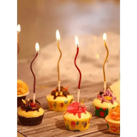 6pcs Birthday Candles Spiral Cake Candles  Long Thin Cake Candles For Wedding Party And Cake Decoration