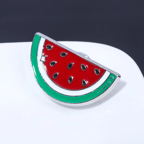 Cute Watermelon Enamel Pin Summer Fruit Shaped Brooch Bag Decoration Badges Women Lapel Pin Jewelry Gift