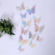 12pcs 3D Artificial Hollow Butterfly Wall Stickers Colorful Brilliant Bedroom Living Room Party Wedding Home Decoration Paper
