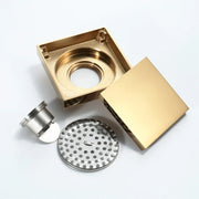 Modern Classic Design Electroplated Champagne Gold Floor Drains Bathroom Accessories Bathroom Floor Drain Hidden Installation