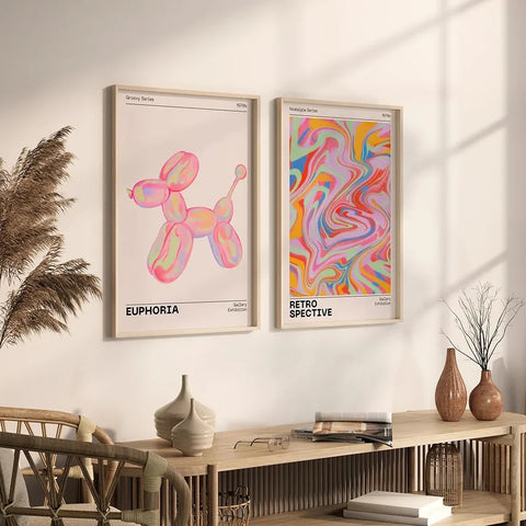 80s Aesthetic Gradient Aura Abstract Poster Retro Canvas Painting Holographic Pink Gallery Wall Art Print Picture Bedroom Decor