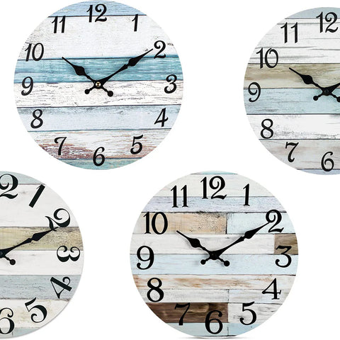 10Inch Silent Non-Ticking Wall Clocks , Coastal Country Style  for Living Room, Kitchen, Bathroom, Bedroom, Laundry Room