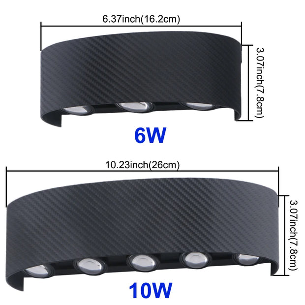 LED Wall Lamp Outdoor Waterproof Up Down luminous lighting Indoor Stair Garden Sconce Light Plastic 6W 10W AC110-220V