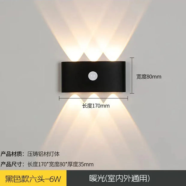 6/8/12W PIR Motion Sensor LED Indoor Outdoor Waterproof Aluminum Garden Porch Light Corridor Entrance Living Room Sconce Light