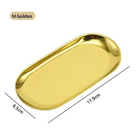 Modern Simple Metal Stainless Steel Storage Tray Jewelry Display Tray Shooting Props Trinkets Display Box Multi-functional