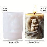 Bear hug jar relief cylindrical candle silicone mold cute squatting Rabbit Squirrel resin mould bee flower cement gypsum molds