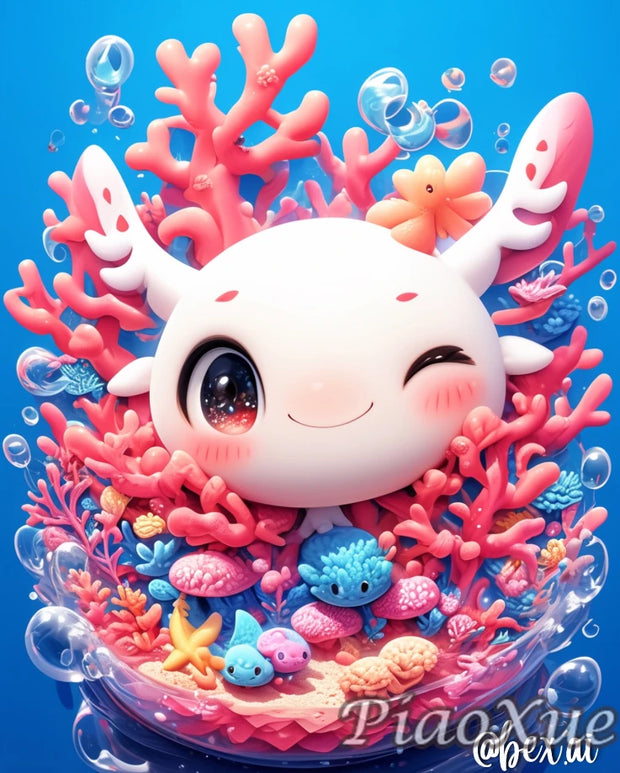 Cartoon Animation Axolotl Adventures  5D  Diamond Painting Cute Adventure Creatures DIY Mosaic Embroidery Cross Stitch