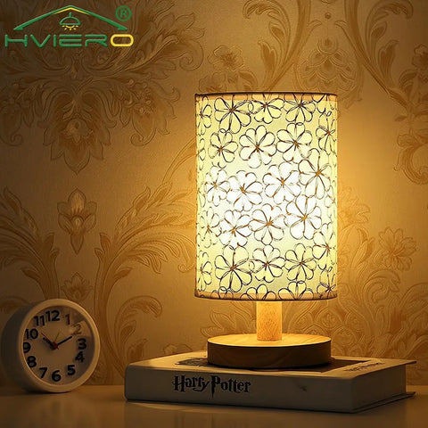 Hessian Solid Wood Decorative Lamp 5V Remote Control Usb Table Desk Bedroom Bedsid Study Home Stay LED Night Light Energy Saving