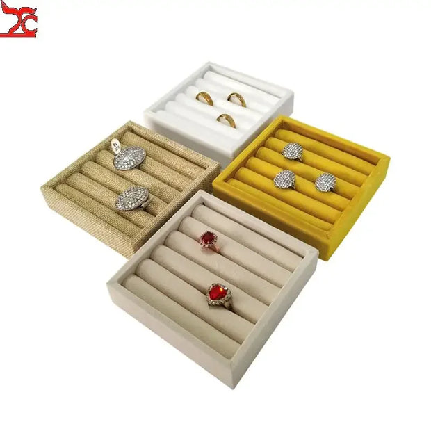 High Quality Velvet Square Tray 11*11Cm Rings Organizer Ear Studs Bangle Storage Plate Jewelry Display Multiple Colors Available