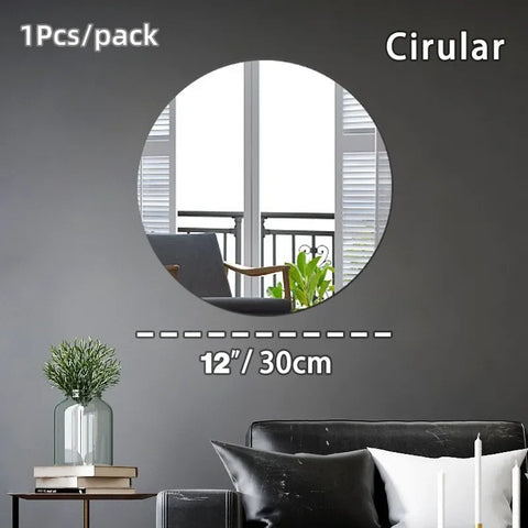 1pcs 3D Mirror Wall Stickers Self-adhesive Mirror Stickers Thicken 2mm Flexible DIY Art Acrylic Mirror Living Room Decoration