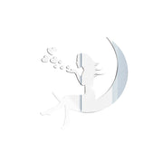 3d Girl On Moon Mirror Stickers Valentine'S Day Wallpaper Acrylic Waterproof Self-Adhesive Paper Wall Stickers For Living Room