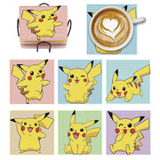 6/8/9/12pcs DIY Pokémon Diamond Painting Cousters Cute Cartoon Rhinestones Art Mosaic Cup Pad Table Placemat Home Decor Gift