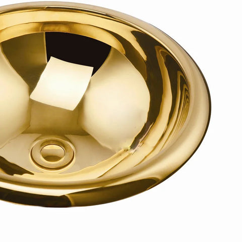 Classical Luxury Antique Titanium Golden Copper Plated Round Sink with Drainer Suitable for Hotel and Home Bathroom Vanities