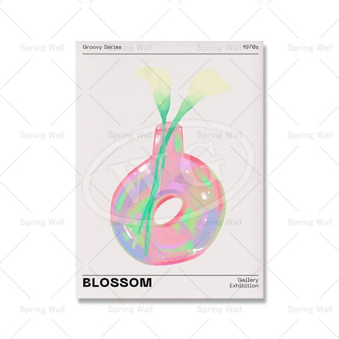 80s Aesthetic Gradient Aura Abstract Poster Retro Canvas Painting Holographic Pink Gallery Wall Art Print Picture Bedroom Decor