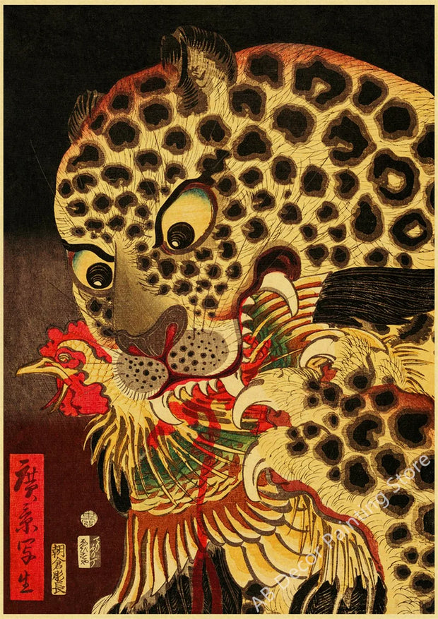 Vintage Japan Art Poster Evening View of Mount/Kanagawa/Great Wave/Frog/Bird/Waterfall Prints Home Room Decor Art Wall Painting