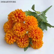 9 Heads Artificial Flowers Ball chrysanthemum Hydrangea Home decor Green Plant Bouquet Bridal Bouquet DIY Wedding Decoration