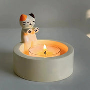 Cute Kitten Candle Candlestick Cartoon Cat Aromatherapy Candle Holder Durable Birthday Gift Ornament