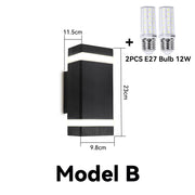 Wall Lamp Outdoor led Lights Waterproof up Down Decor Garden Lights IP65 110V 220V Outdoor Wall Light with 2PCS E27 Bulbs