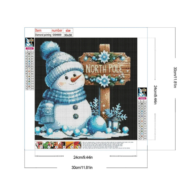 5D Diamond Painting Snowman Mosaic Embroidery Art Craft 30x30cm DIY Full Round Drill Home Decor