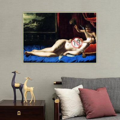 Artemisia Gentileschi " Venus And Cupid Sleeping " Canvas Oil Painting Aesthetics Artwork Picture Poster Backdrop Home Decor