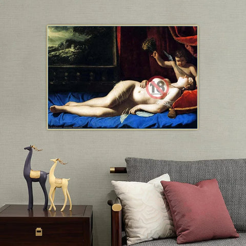 Artemisia Gentileschi " Venus And Cupid Sleeping " Canvas Oil Painting Aesthetics Artwork Picture Poster Backdrop Home Decor