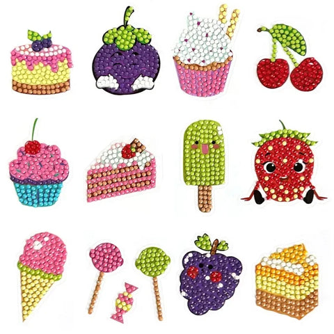 12pcs Anime Pokemon Diamond Painting Kit Diy Handmade Stickers Cartoon Refrigerator Stickers Pikachu Decorate Kids Toy Gifts