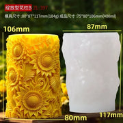 Blooming peony flower relief cylindrical candle silicone mold flower cylinder resin silicone mould Blooming peony gypsum molds